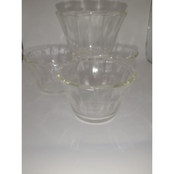 Set of 3 - 5oz. Fire King #422 - Clear Glass Scalloped Edge Custard Cups Dishes - Picture 5 of 5